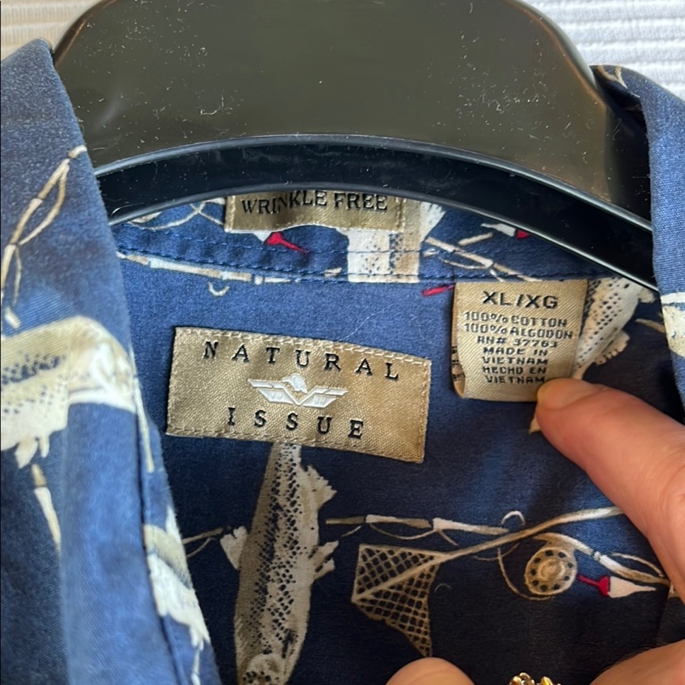 Blue Casual Button Down Shirt with fish Print - Picture 2 of 3